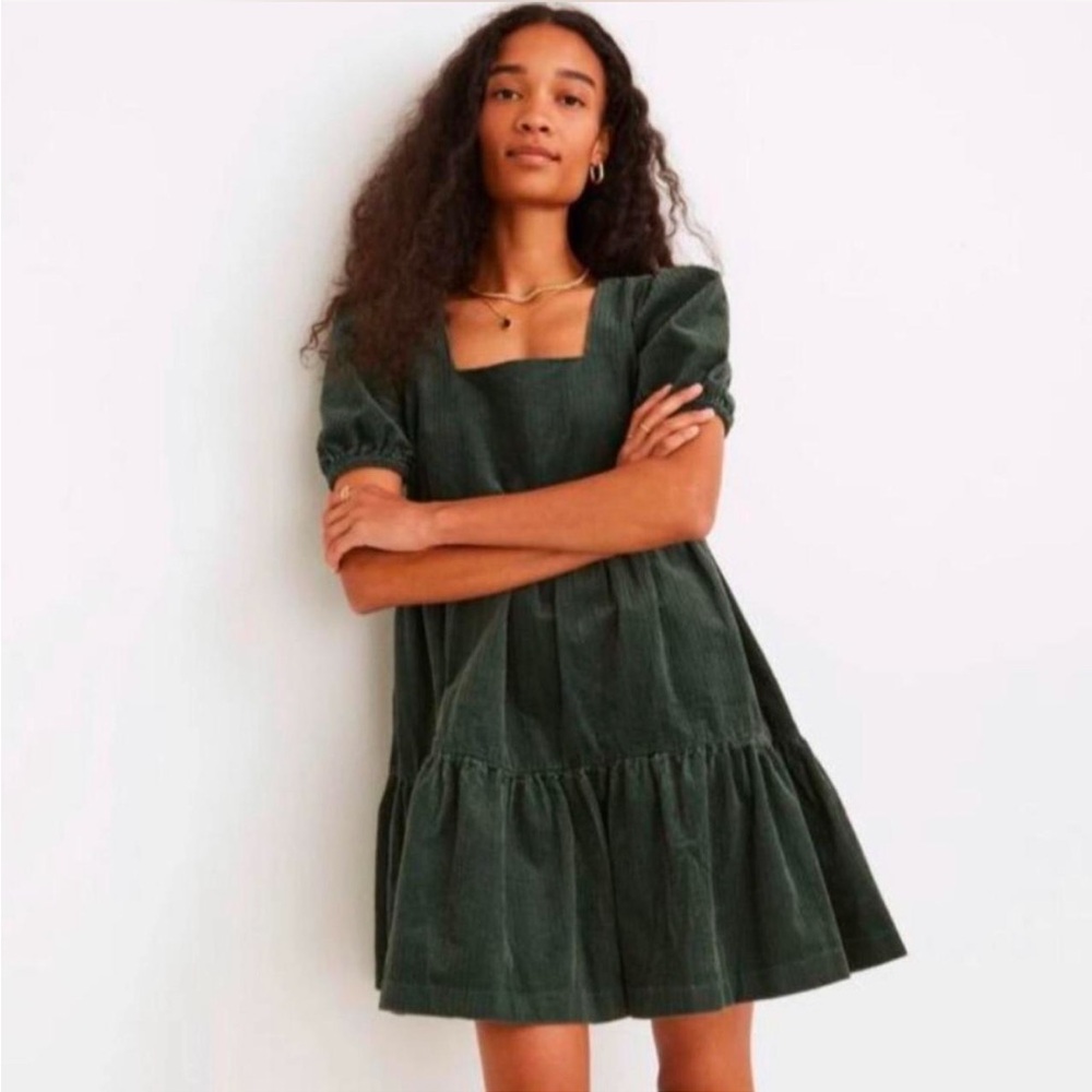 Madewell Dark Green Corduroy Mini Dress